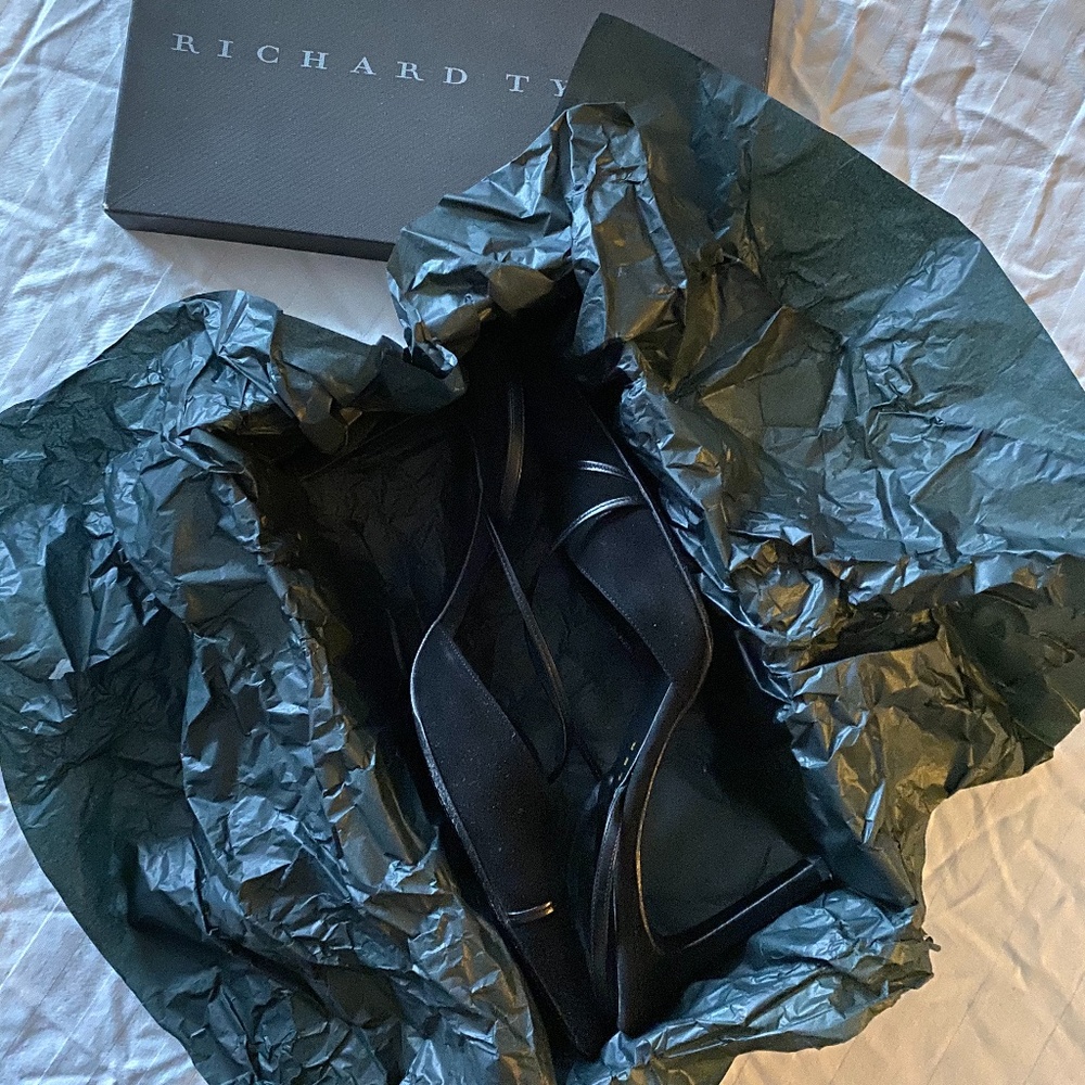 Richard Tyler Black Suede Slingback Heels